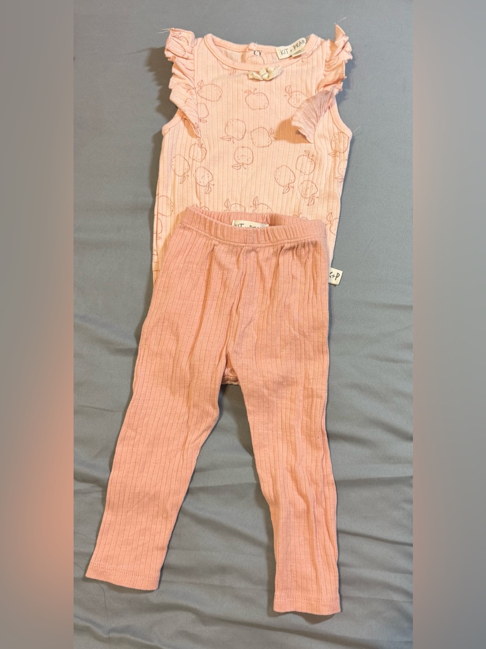 Kit + Pearl Soft Ribbed Pink Kids Top & Leggings 18M